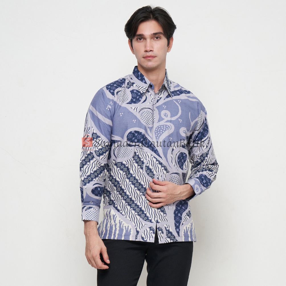 KODE E66Y Batik Couple Ayah Anak Warna Biru DenimBatik Couple KeluargaBatik Warna Biru DenimBatik Pe