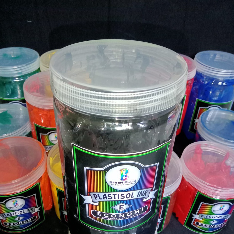 

KODE X38Q Tinta Sablon PLASTISOL ECONOMY Brain Plus HITAM 1kg