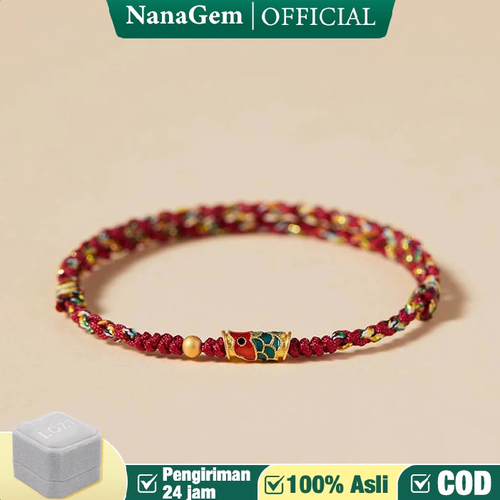 KODE U93E Gelang Ikan Koi Gelang Tali Merah China Keberuntungan Gelang Emas Lotso Asli Gelang Tridat