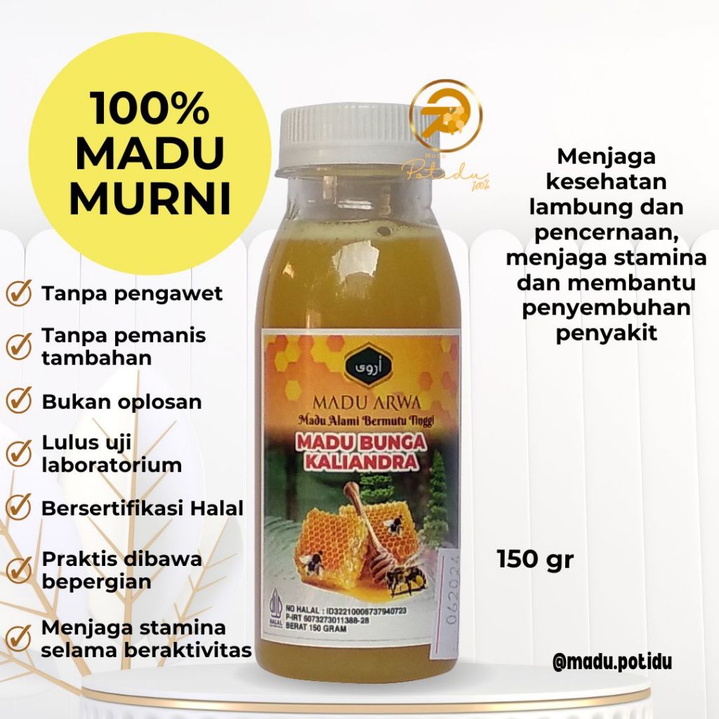 

Madu Arwa Bunga Kaliandra - 100% Madu Asli Murni Kemasan Saku 150 gr - Pure Natural Honey