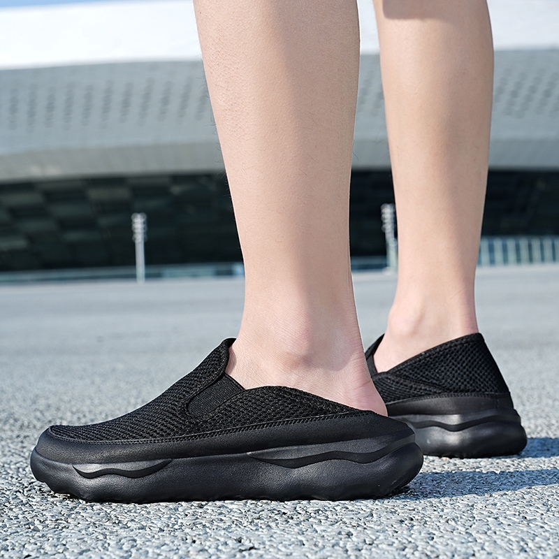 Sepatu pria mesh slip on pria sepatu lari Sepatu kets pria lampu Bernapas sepatu elastis sepatu hita
