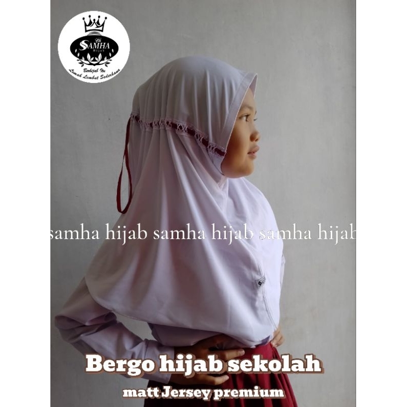 Kerudung Bergo sekolah anak SD SMP Jersey premium