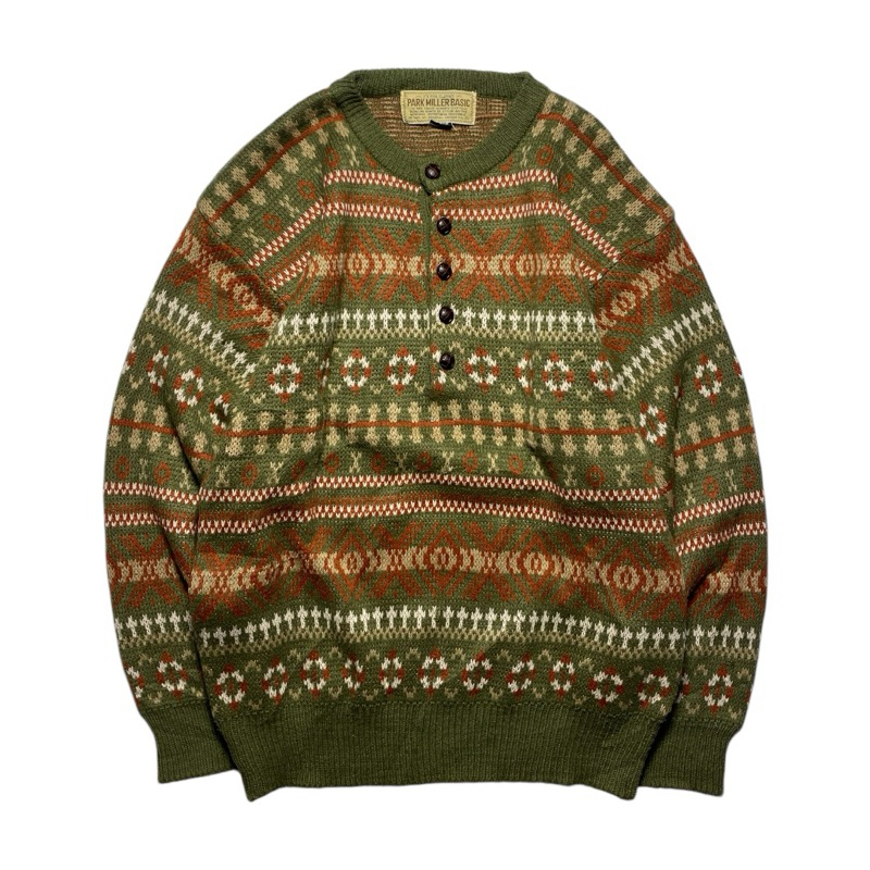 half button knitwear sweater vintage pattern by park miller