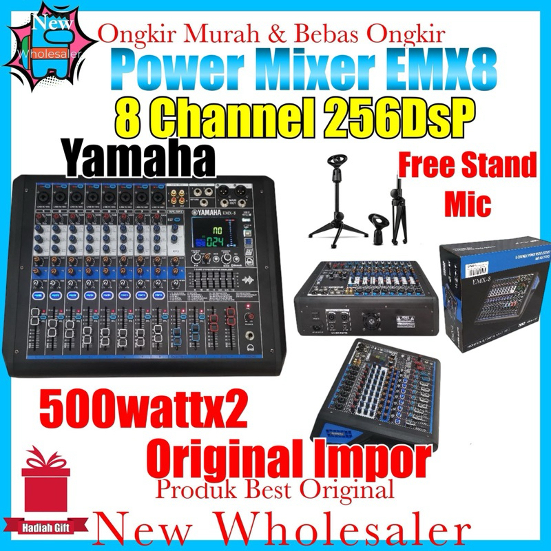 Power Mixer Yamaha EmX8 Channel 500wattx2 Efek 256 Dsp Original Impor