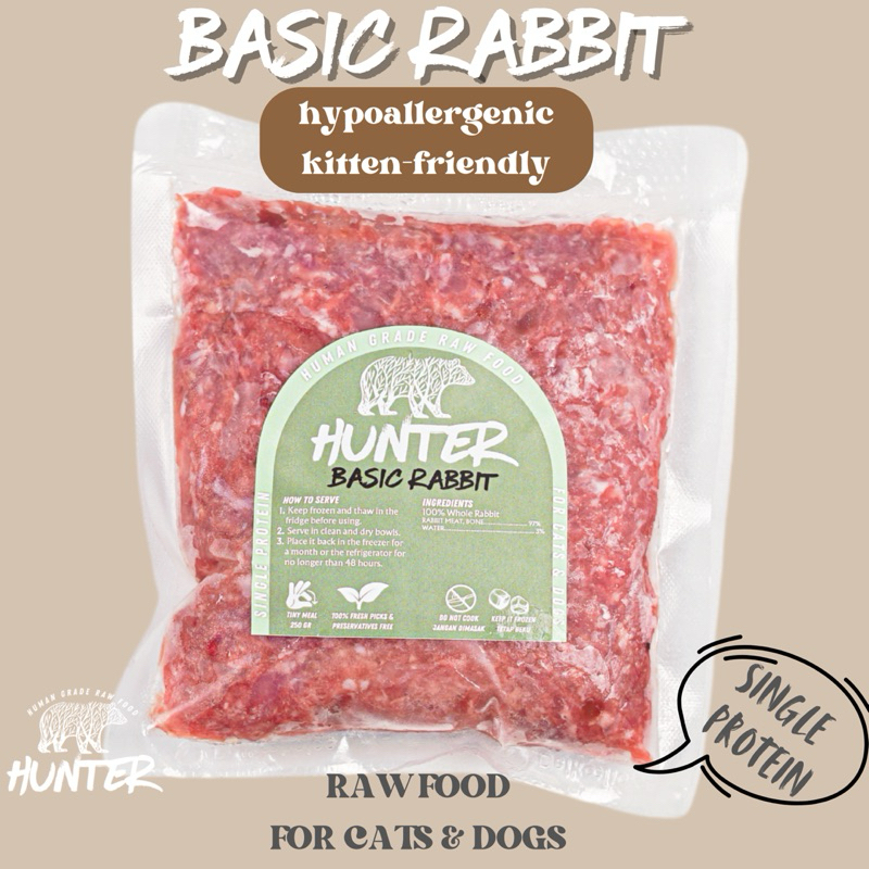 Hunter Raw Food SINGLE PROTEIN 250 gr RAW CAT AND DOG FOOD DAGING PUYUH GILING DAGING AYAM GILING