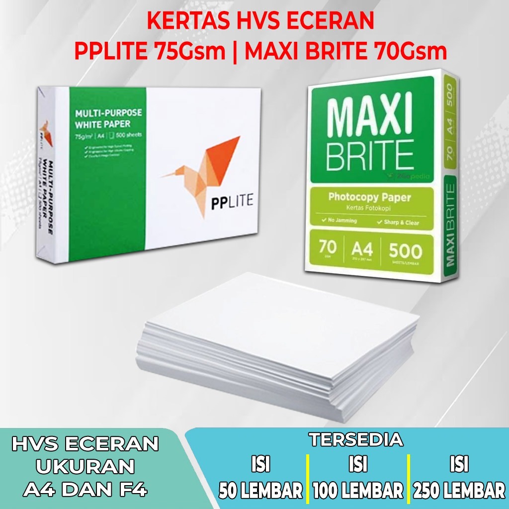 

[BISA INSTANT & COD] PP LITE / MAXI BRITE Kertas HVS ECERAN A4 / F4 Tersedia 50 / 100 / 250 Lembar