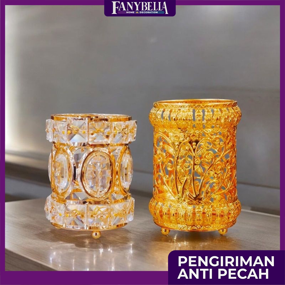 

Tempat Pena Pensil Alat Tulis Emas Gold Mewah Silinder Pen Holder Dekorasi Rumah