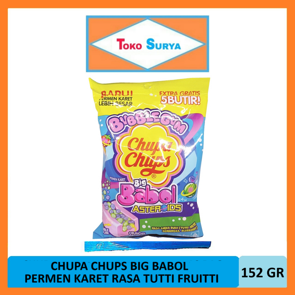 

Big Babol Chupa Chups Bubble Gum Asteroids Permen Karet Rasa Tutti Frutti 152 Gr