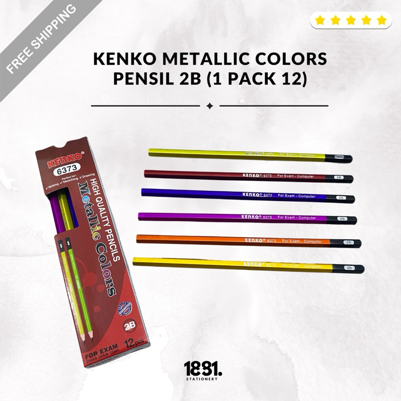 

Kenko Pensil Metallic 2B 1 Pack 12 (6373) | Pensil Ujian 2B