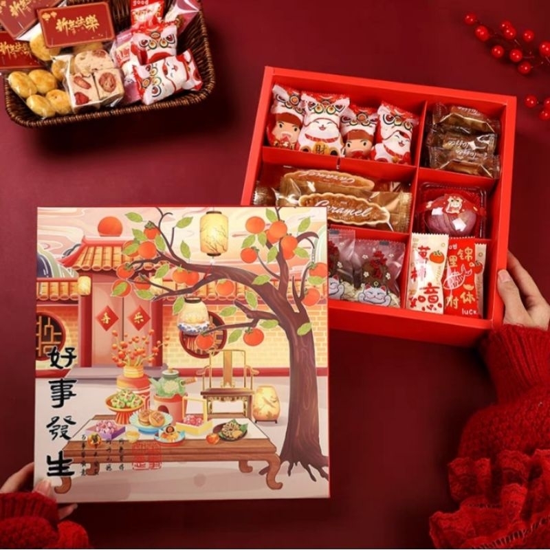 Box Imlek Sekat 9 | Kotak Imlek Sekat 9 | Box New Year | Hamper Imlek | Dus Imlek | Kotak Kue | Kota