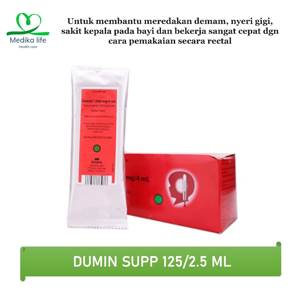 DUMIN SUPP 125/2.5 ML  per tube untuk bayi - Paracetamol 125mg Rectal Tube