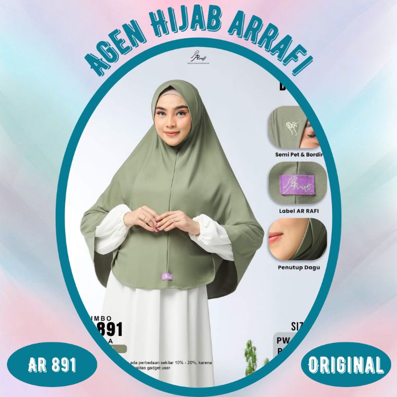 PROMO-Arrafi AR 891 Jilbab hijab kerudung bergo krudung wanita dewasa jersey instan jumbo syari dagu