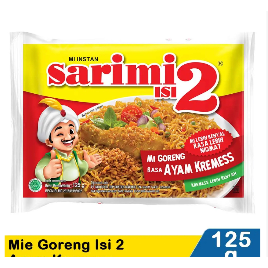

Sarimi Mi Instan Goreng Ayam Kremess 125 Gram