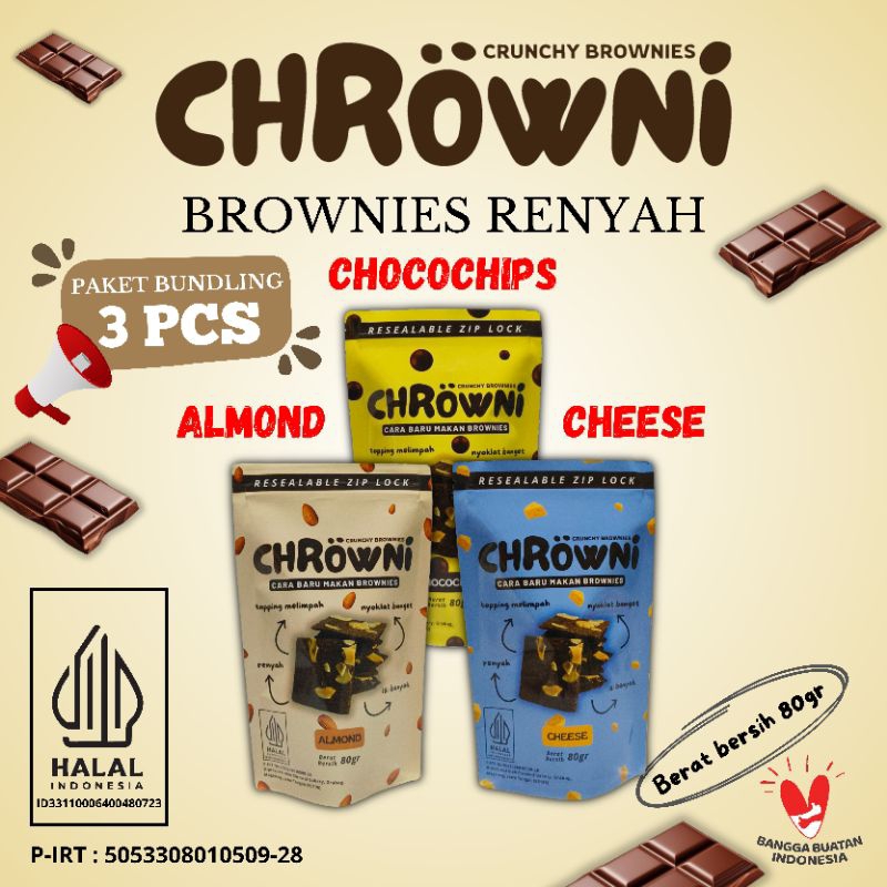 

Chrowni 80gr Brownies Renyah Bundling 3pcs