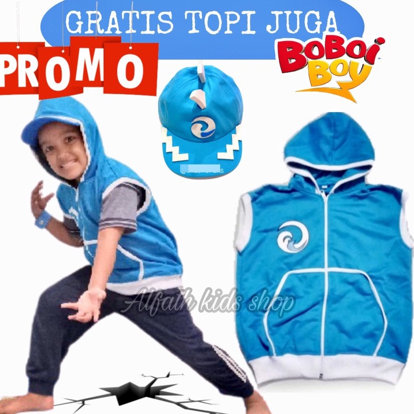 Promo Baru  BAJU BOBOIBOY AIR SET TOPI DAN ROMPI  JAKET ROMPI BOBOIBOY ANAK  KOSTUM BOBOIBOY AIR  SE