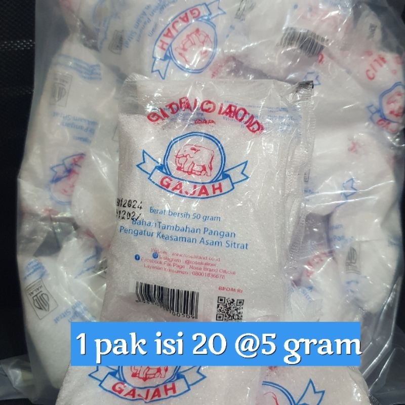 CITRUN / CITRUS ACID CAP GAJAH 1 pak isi 20