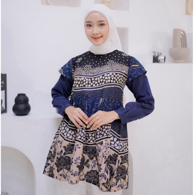 AMARA BLOUSE BATIK cantik modern batik kekinian wanita kerja kantor