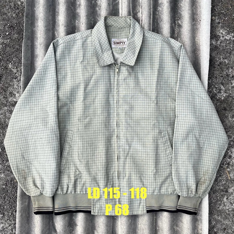 Jaket Vintage Harrington tartan windbreaker Casual pria wanita jaket casual jaket bomber jaket parka