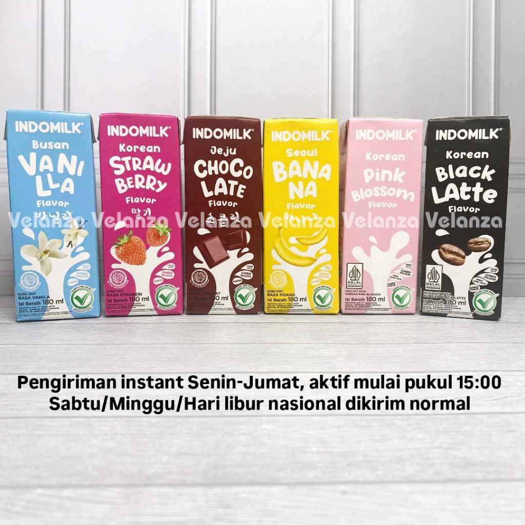 

Susu UHT Indomilk 180 ml Rasa Vanila/Cokelat/Stroberi/Banana 1 Karton/Dus Isi 30