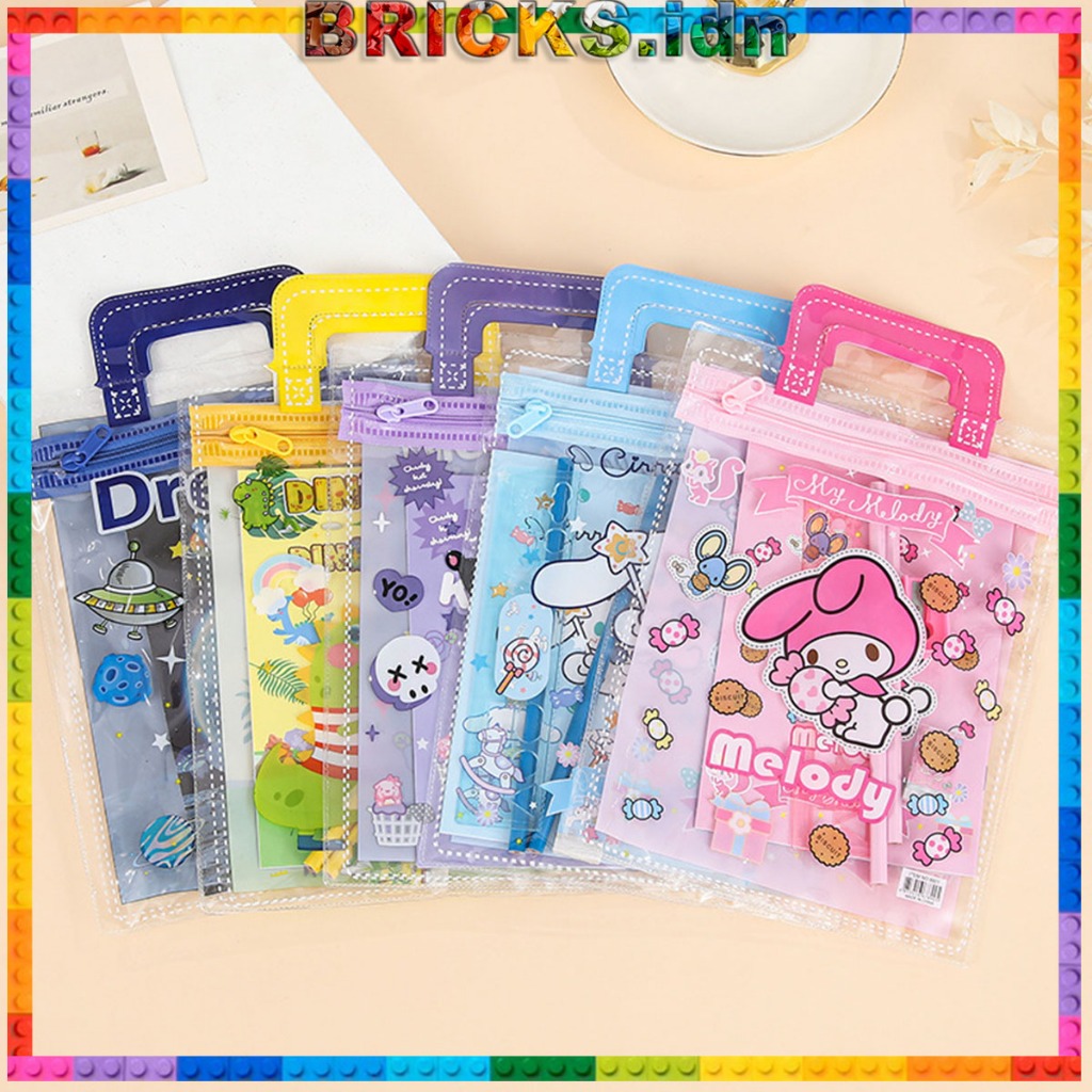 

Alat Tulis 6 in 1 Set Free Bag Paket Alat Tulis Karakter Pensil Penghapus Penggaris Peraut Lucu AT31