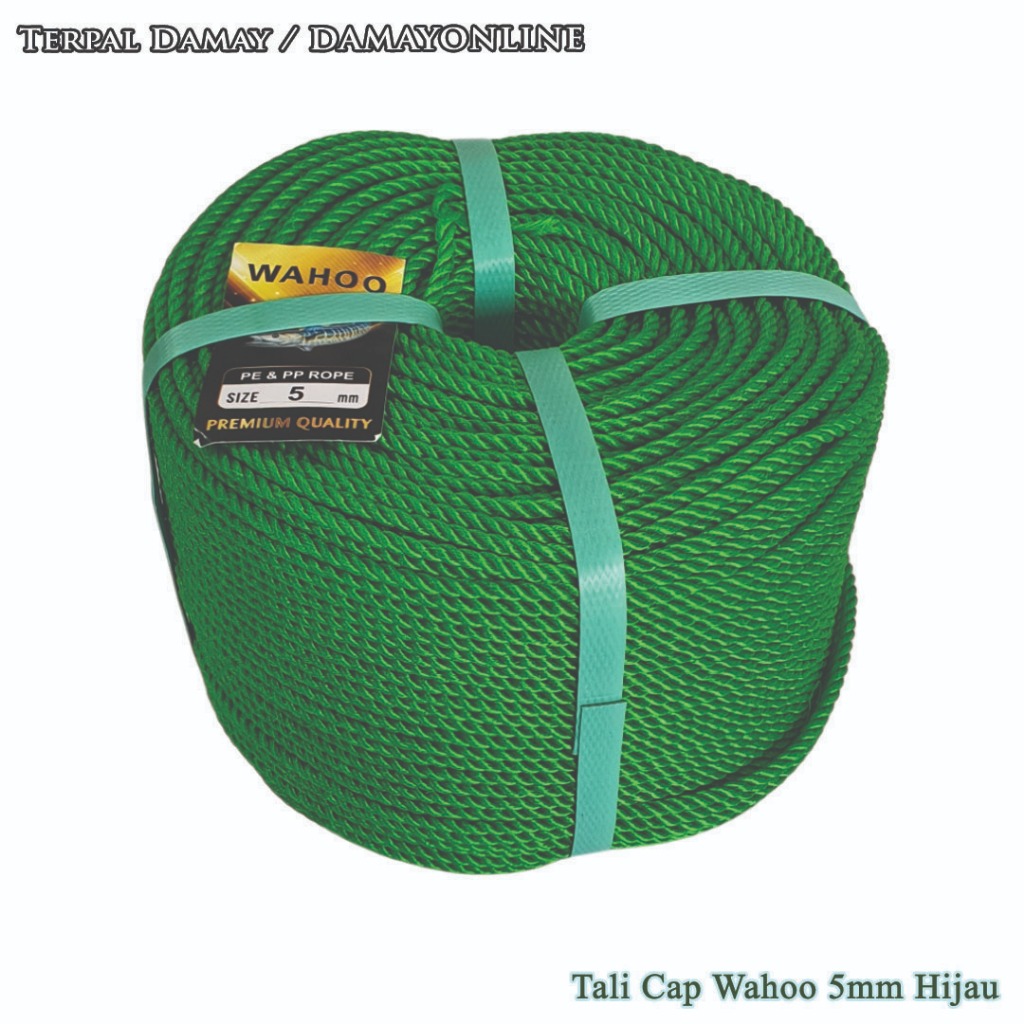 

Tali Tambang PE Cap Wahoo 5mm Hijau / Rol ( Harga Per Rol )