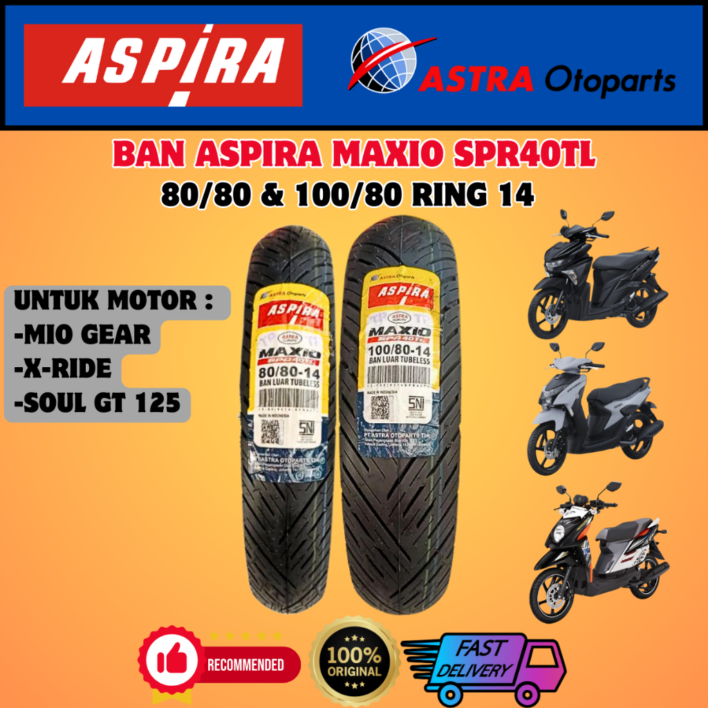 PAKET BAN 80/80-14 & 100/80-14 MOTOR YAMAHA MIO GEAR SOUL GT 125 FINO GRANDE MIO M3 125 X RIDE DLL A