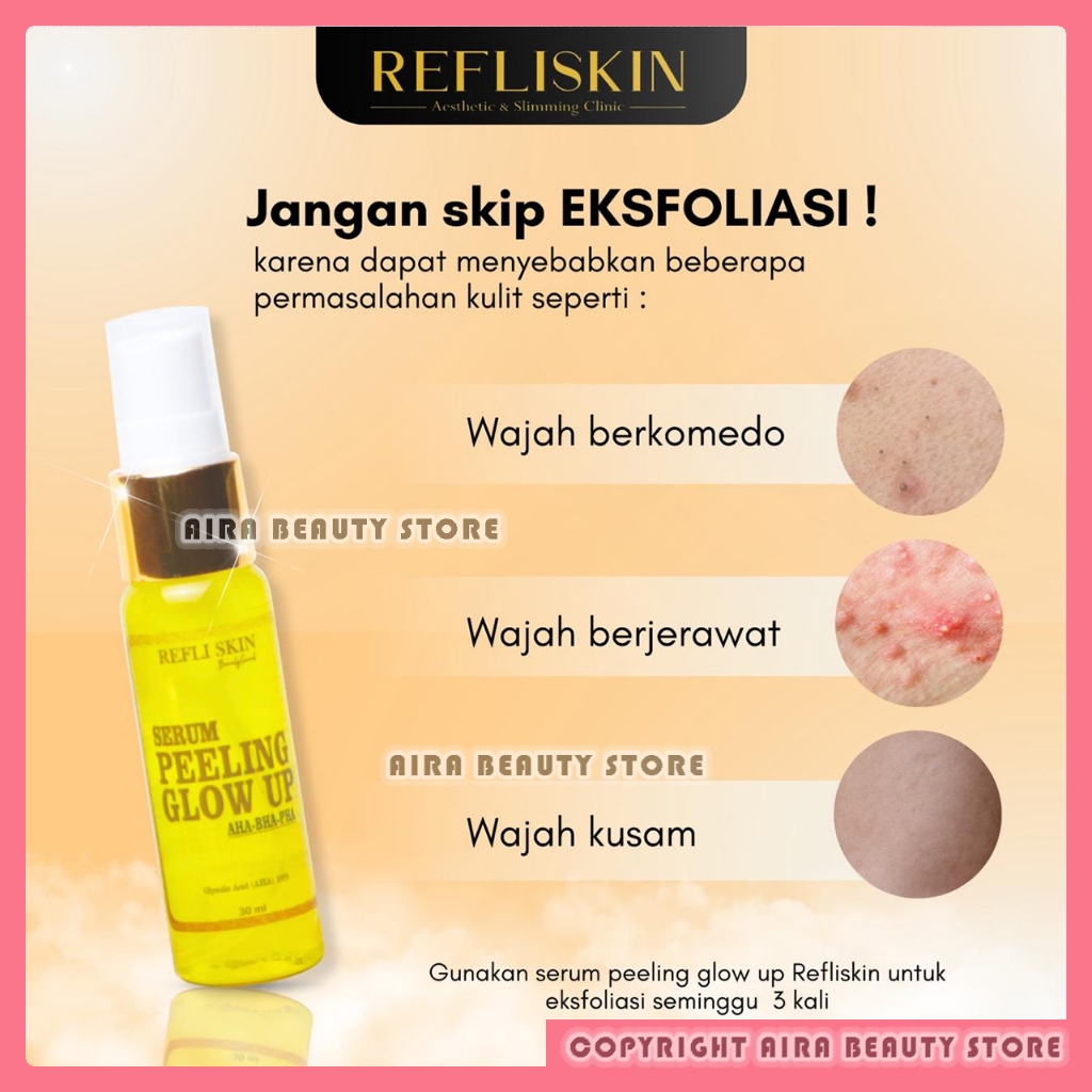 Serum Luxury Peeling Pemutih Badan dan Wajah Aman BPOM Original Lglow Refliskin
