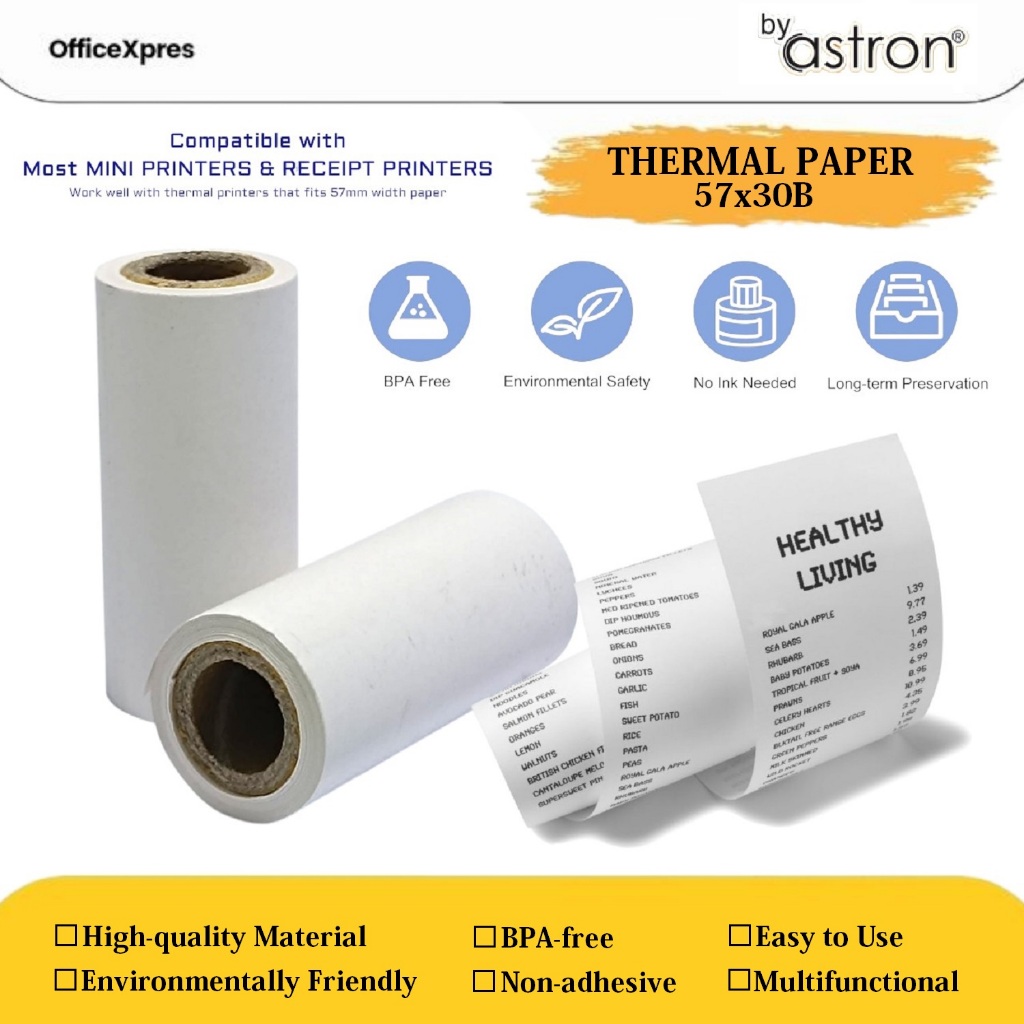 

Kertas Thermal 57x30B / Thermal Paper 57 x 30 / Kertas Struk Kasir 57x30 / Roll Paper Thermal / Paper Cash Register