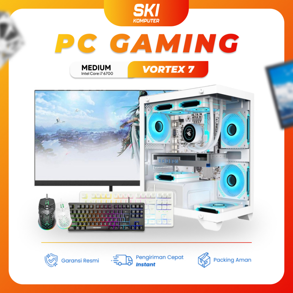 Pc Rakitan Komputer Fullset Gaming Intel Core i7 6700 GTX 750 Ti Ram 16GB SSD 512GB Monitor 24 Inch 