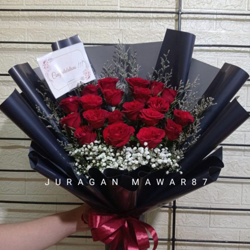 Buket Bunga Mawar Asli Fresh 20 tangkai