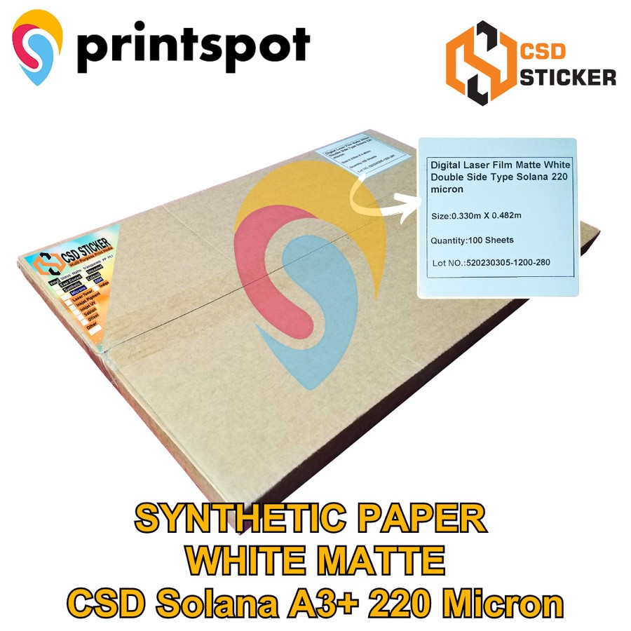 

Kertas Sintetik White Matte CSD Solana A3+ 220 Micron - PACK