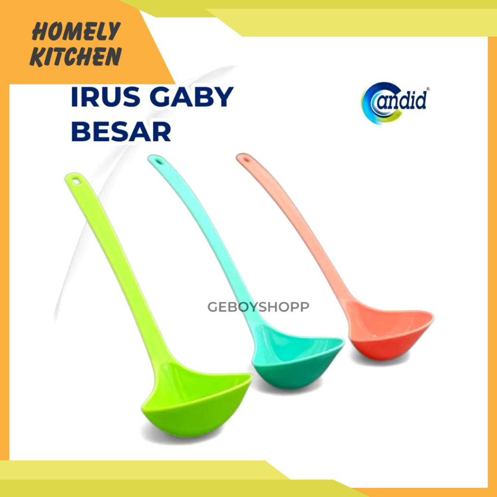 HKC [PAKET 6PCS] Candid Centong Sayur GABY BESAR Plastik Murni/ Sendok Sup Plastik Foodgrade PP5