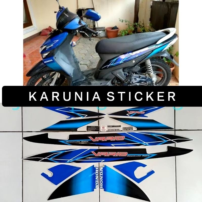 Striping lis sticker standar honda vario 110 karbu 2006 biru hitam stiker vario karbu 110 biru hitam