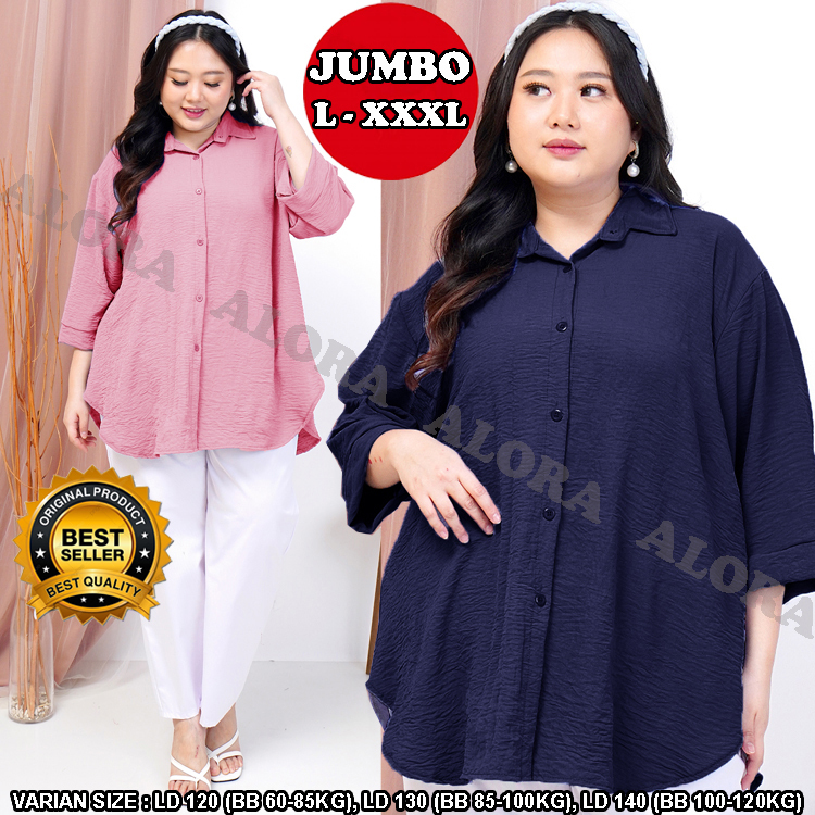 Atasan Kemeja Wanita Jumbo LD 120- LD130- LD140 - Blouse Wanita Big Size Oversize