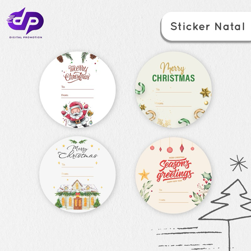 

24 pcs sticker natal bulat | sticker bulat 7x7 | sticker toples bulat | sticker hampers natal bulat