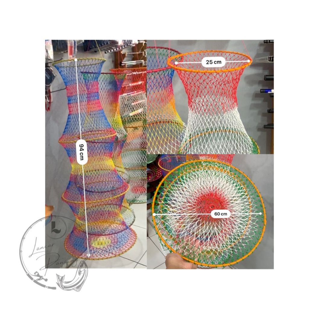 Tempat Ikan Bronjong/Korang/Koja Diameter 60cm Warna Warni Panjang 94cm 4 Ring Warna Random - Pancin