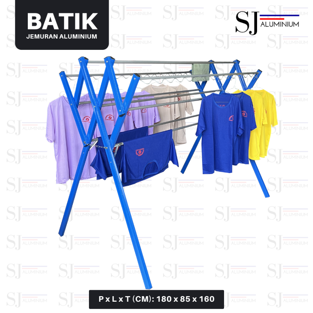Jemuran BATIK - Jemuran Baju Aluminium - Jemuran Pakaian Aluminium - Jemuran Handuk Lipat - Jumbo 18