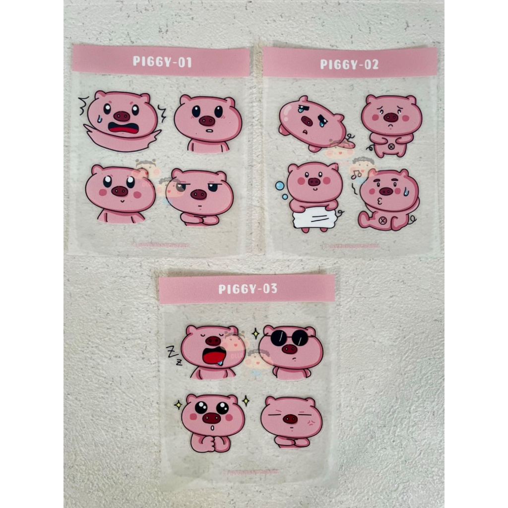 

bychubbycheeks - Piggy Collection sticker vinyl transparan sheet Stiker Lucu Stiker Premium Stiker Sheet Sticker tempel SUPER CLEAR tahan air tahan sinar matahari tahan gores dan tahan minyak bychubbycheeks