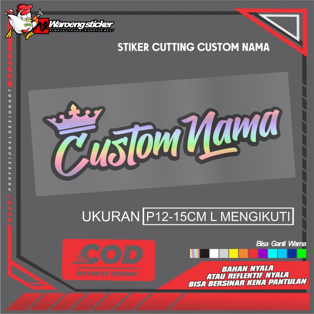 Stiker nama custom nama sendiri