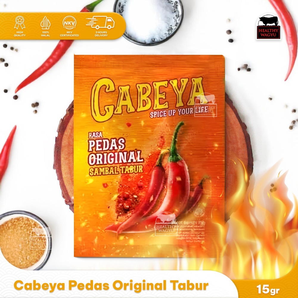 

Cabeya Pedas Original Sambal Tabur Cabe Bubuk Chilli Powder Pedas Healthy Wagyu 15gr