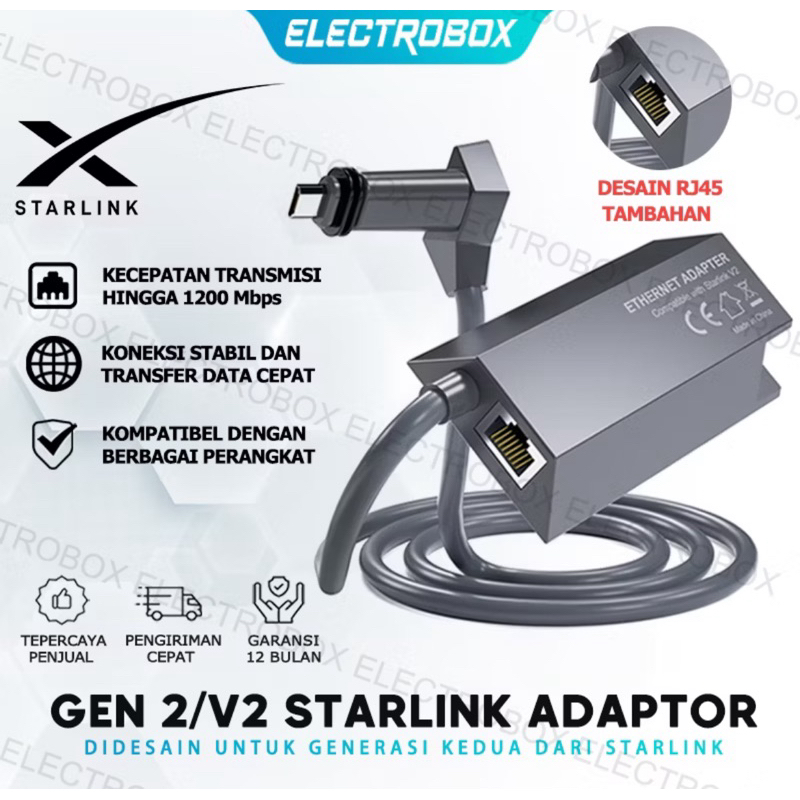 STARLINK Ethernet Adapter / LAN / RJ45 Untuk Starlink V2 / Gen 2