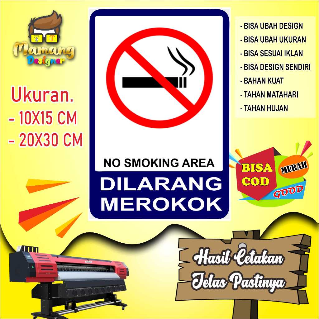 

Cetak Sticker No Smoking Area Atau Dilarang Meroko Biru