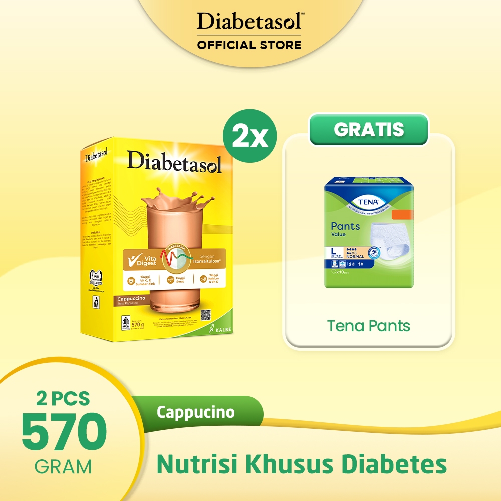 

Buy 2 Diabetasol Cappucino 570g Free Tena Pants