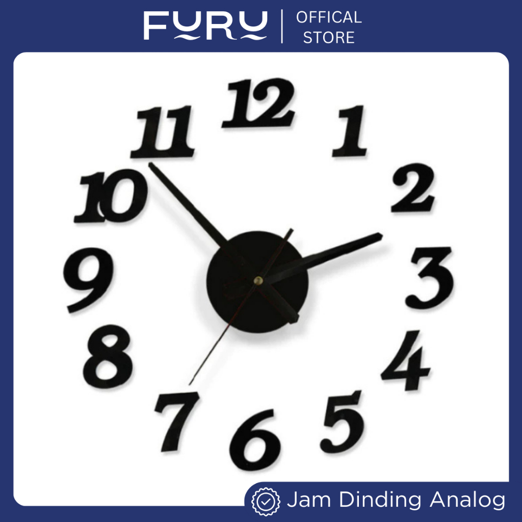 FURU Jam Dinding Angka DIY Stiker Tempel Aesthetic