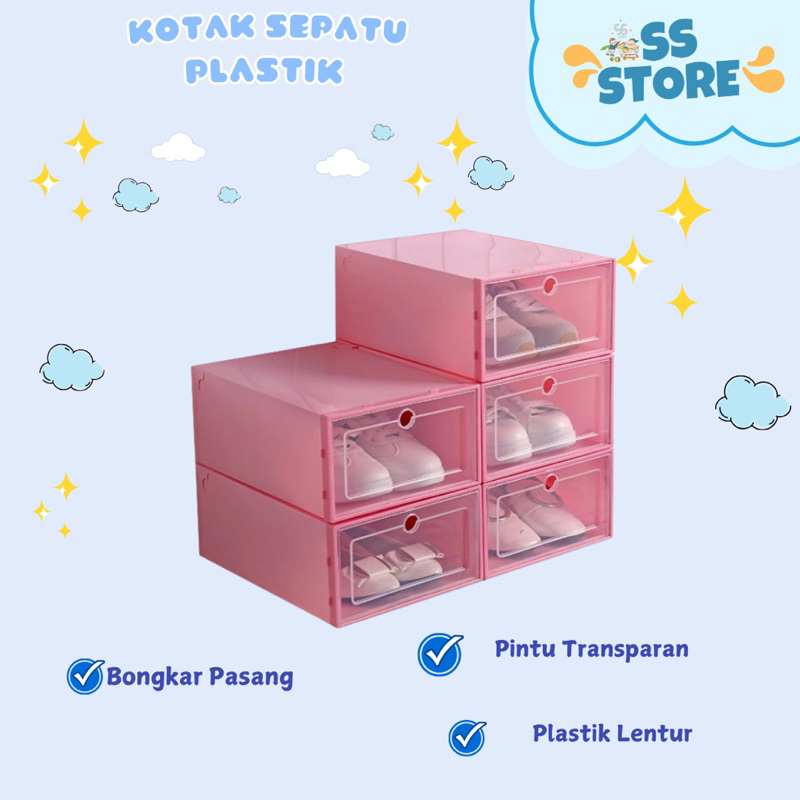 Kotak Sandal Sepatu Lipat Serbaguna Bahan Plastik BIASA