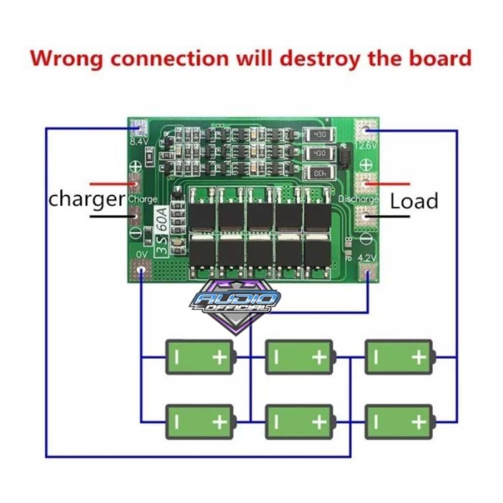 BMS 3S 60A With Balance Protection Board 18650 Charger Lithium Battery