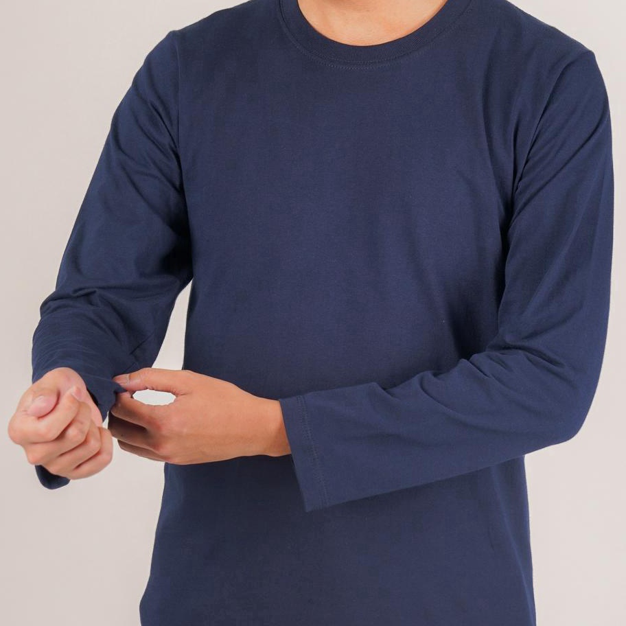 Mako Kaos Shirt Pria Polos Lengan Panjang Round Neck Katun Reguler Fit Outlet Shopee