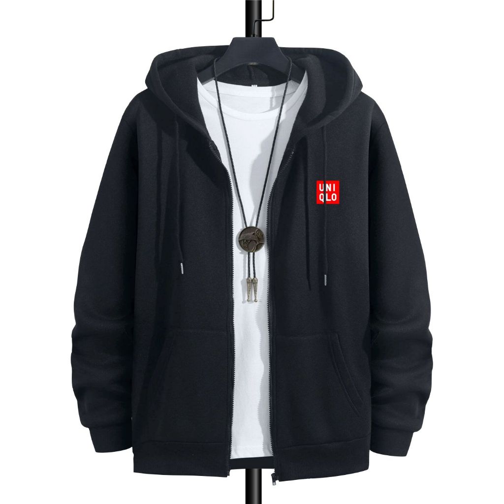 TERMURAH Jaket Sweater Hoodie zipper Distro Pria wanita UNIQLO Big Size Jumbo M - XXL Kekinian Best 