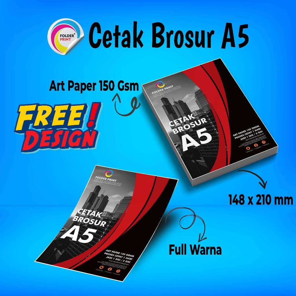 

Brosur A5 Flyer Leaflet Art Paper 150 Gram Murah Free Design
