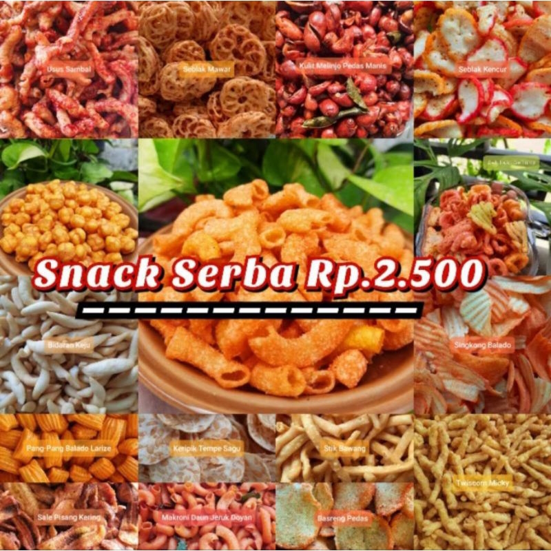 

CAMILAN SNACK SERBA 2500 AN aneka macam jenis food camilan murah